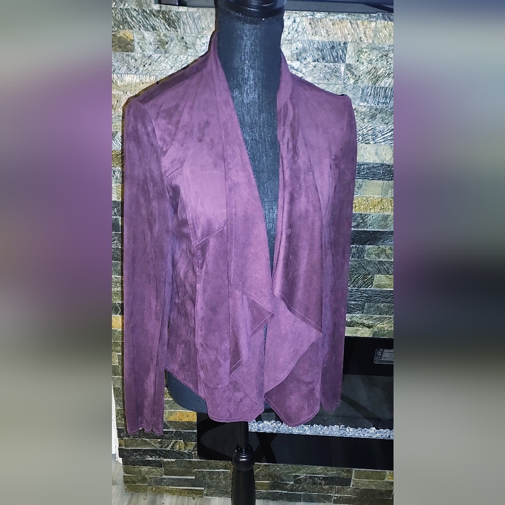 Women's Burgundy Brown Faux Suede Jacket Size Small New With Tags